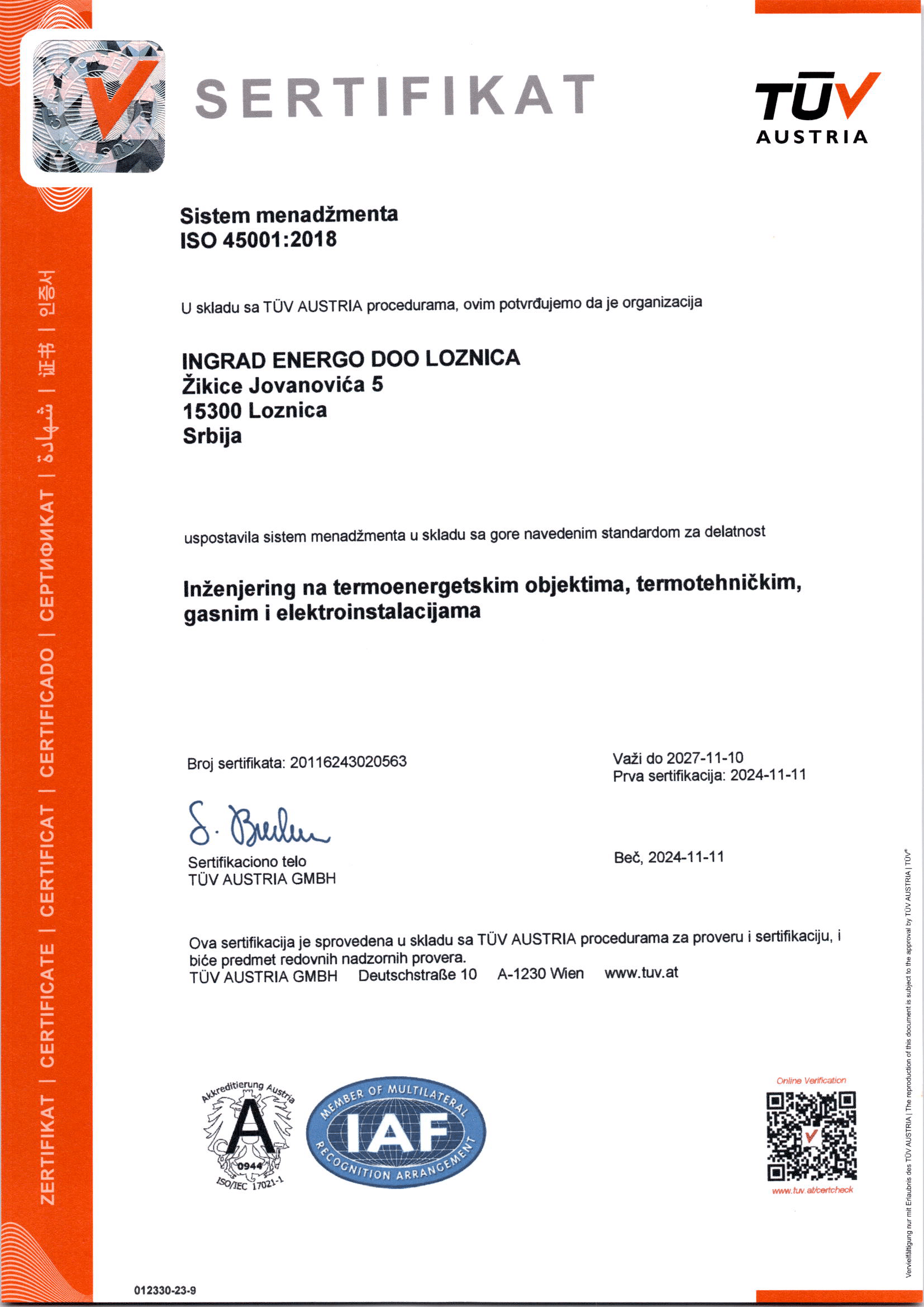 ISO 45001:2024 - Bezbednost i Zdravlje na Radu